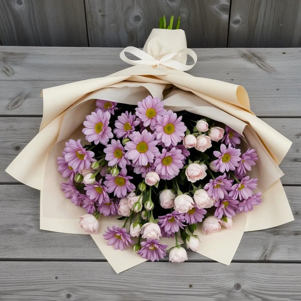 Букет цветов из: Розы и Хризантемы в Новоспасском