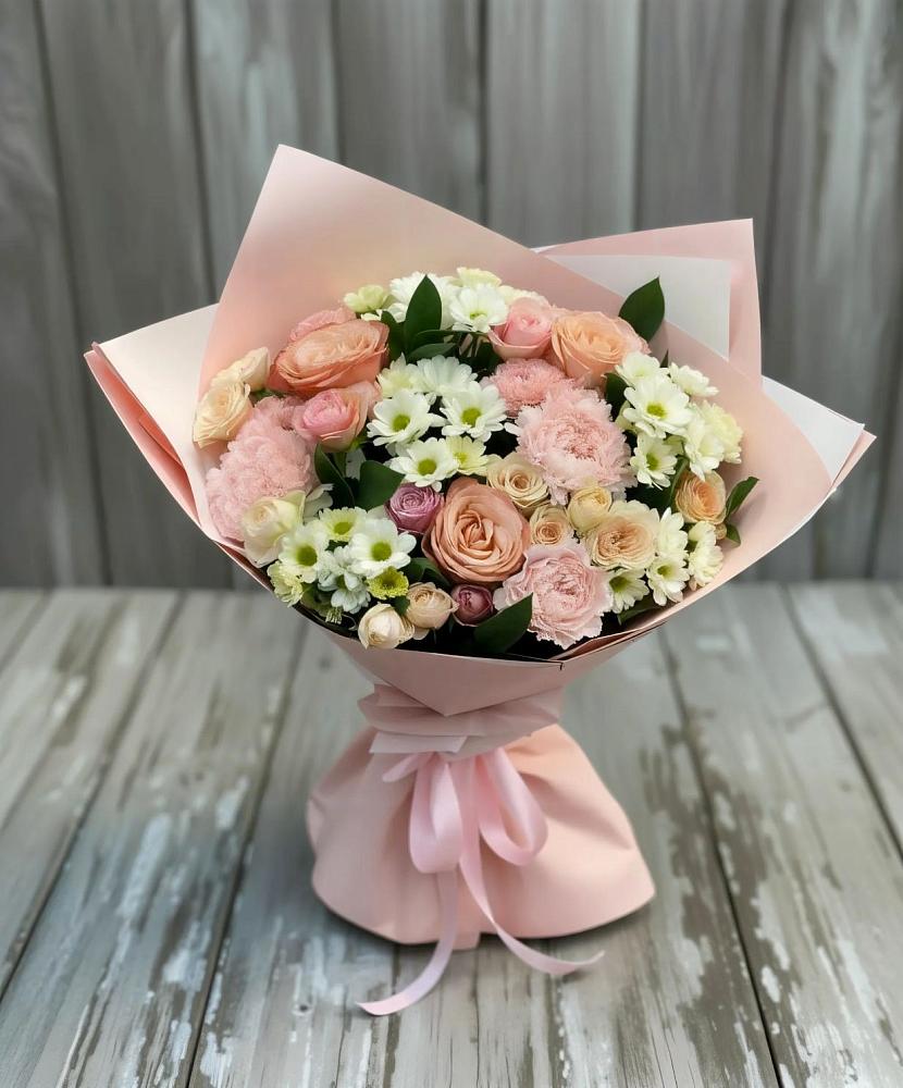 Букет цветов из: Гвоздики, Розы и Хризантемы в Новоспасском