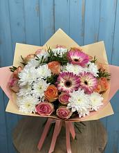 Букет цветов из:  Розы, Герберы и Хризантемы #REPLACE_PRED# Новоспасском