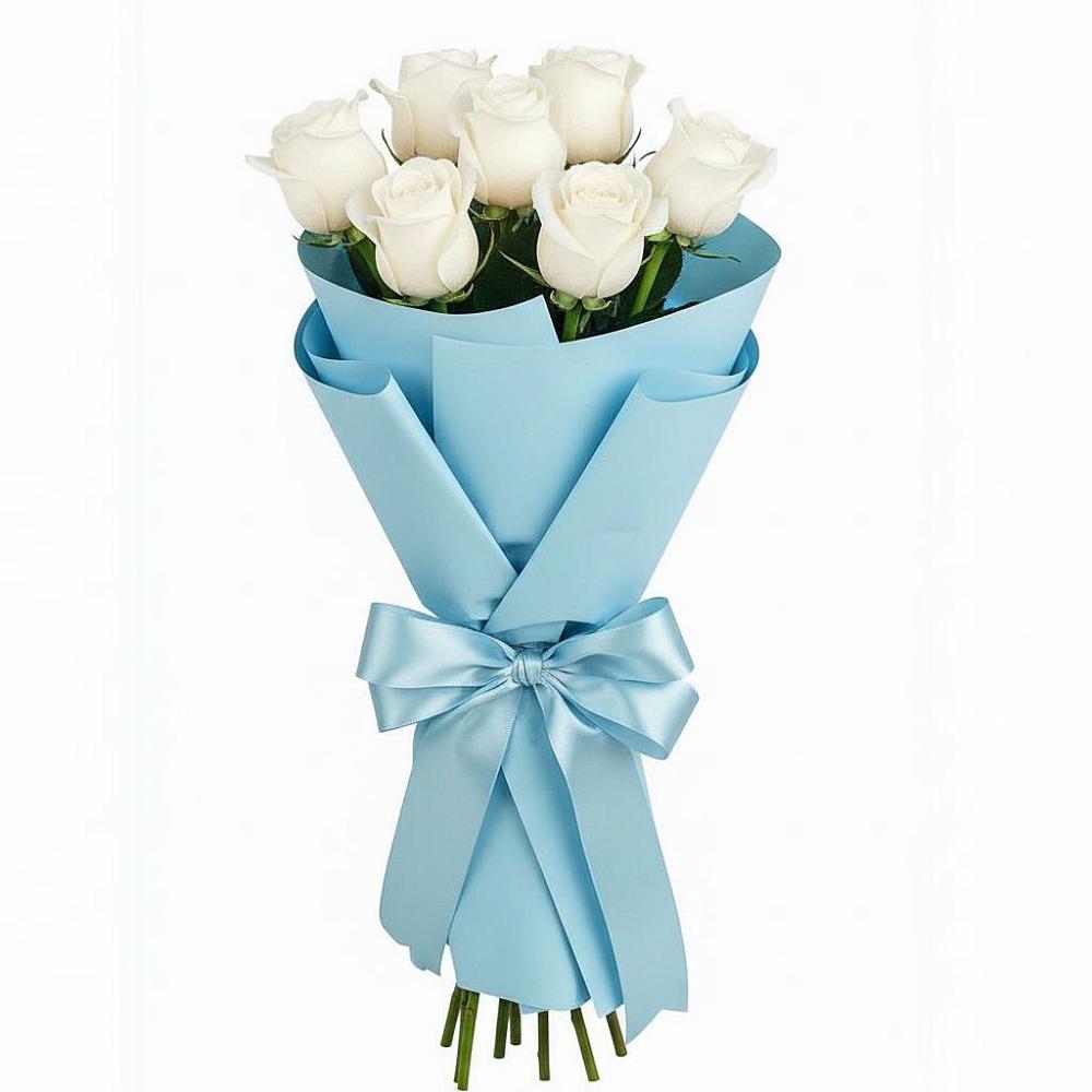 Букет 7 белых роз Проуд в Новоспасском