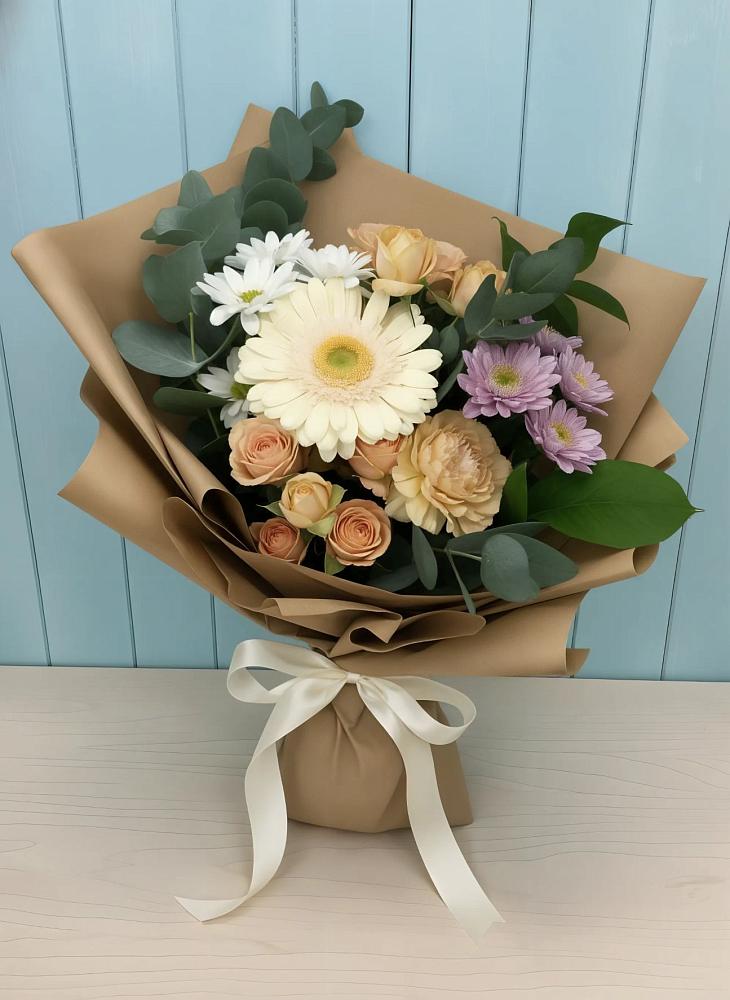 Букет цветов из: Герберы и Хризантемы в Новоспасском