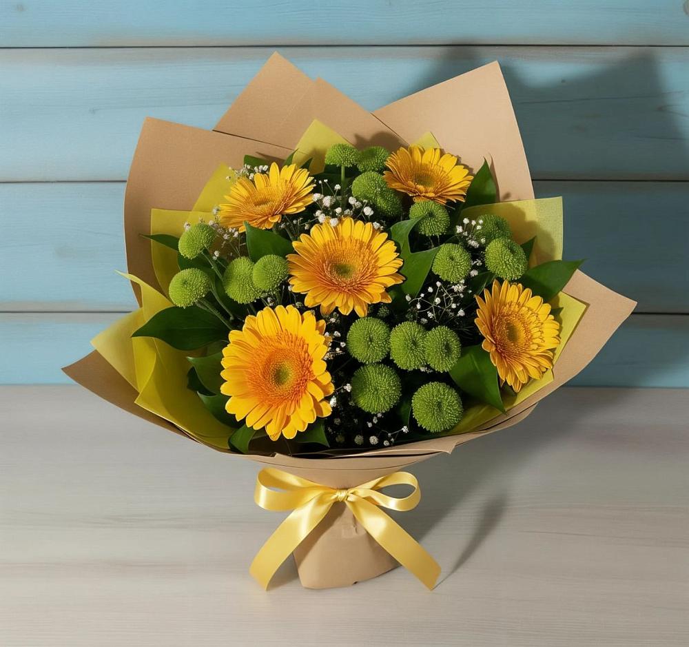 Букет цветов из: Герберы и Хризантемы в Новоспасском