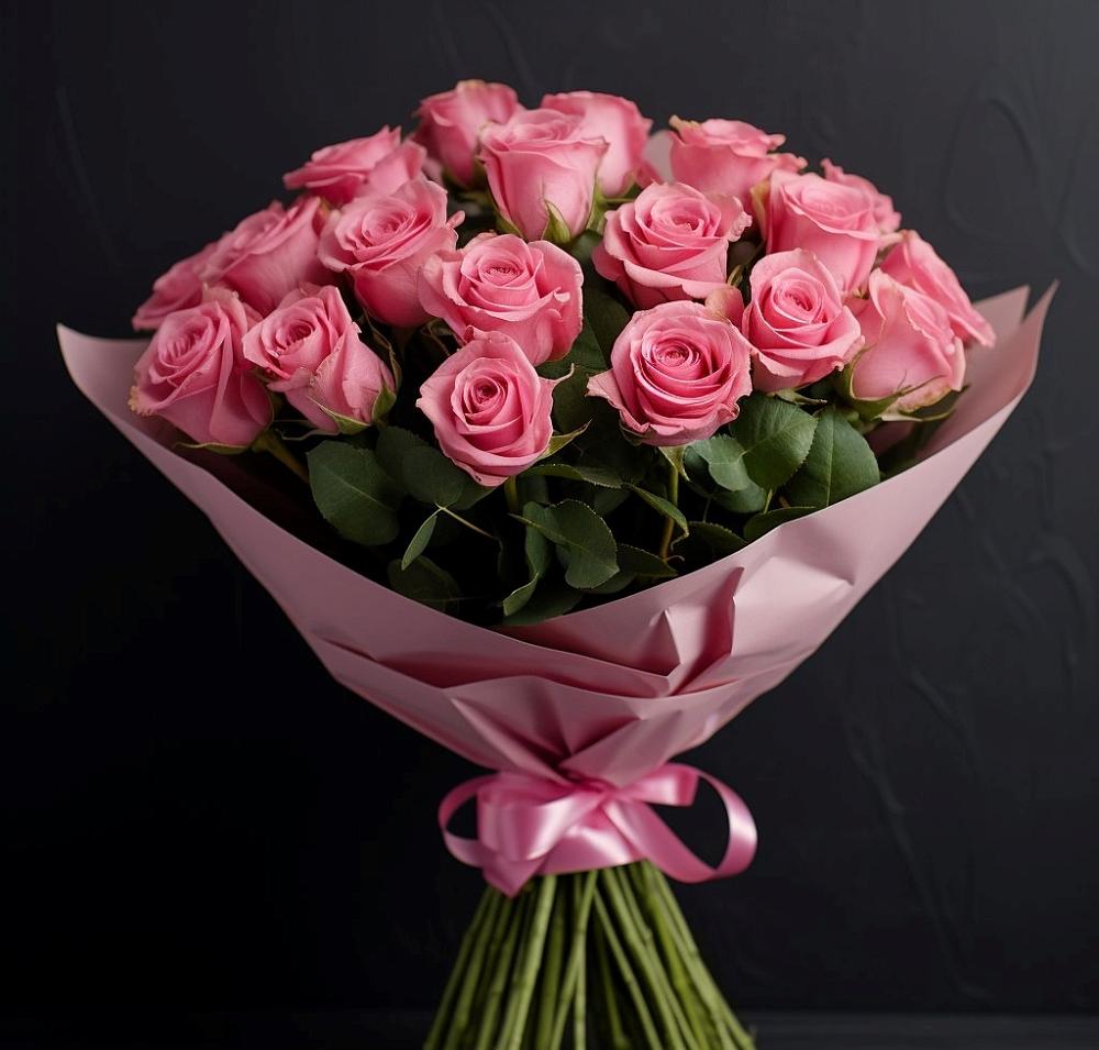 Букет 25 розовых роз в Новоспасском