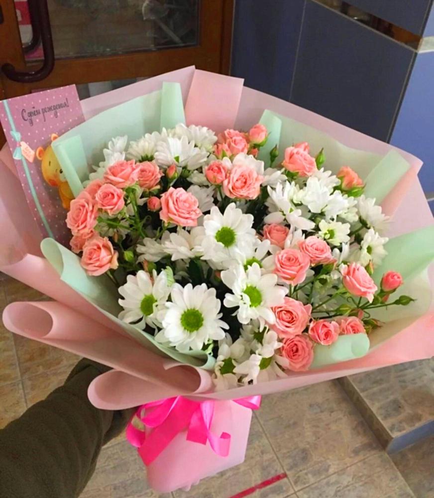 Букет цветов из: Розы и Хризантемы в Новоспасском