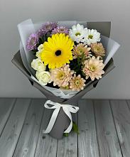 Букет цветов из:  Розы, Герберы и Хризантемы в Новоспасском