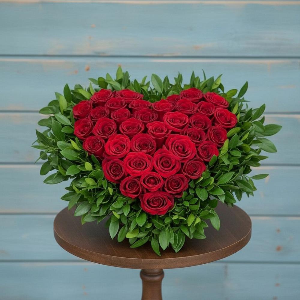 Цветочная композиция из Розы в виде сердца в Новоспасском