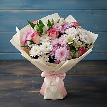 Букет цветов из:  Хризантемы, Альстромерии и Розы в Новоспасском