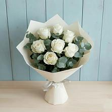 Букет Белые розы в Эвкалипте #REPLACE_PRED# Новоспасском