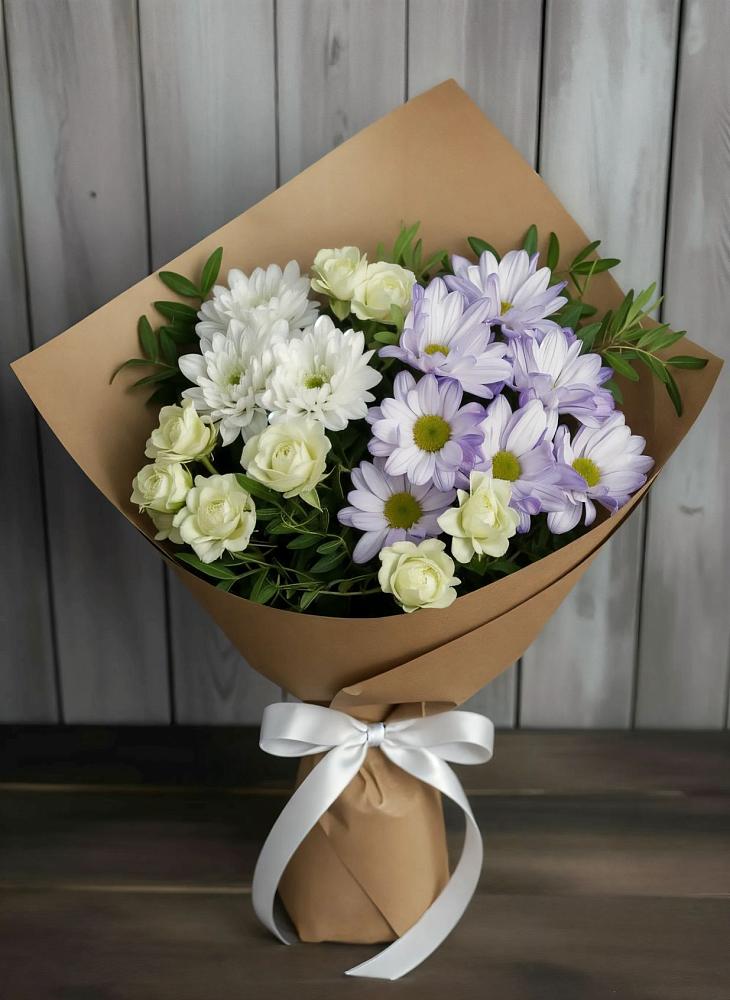 Букет цветов из: Хризантемы и Розы в Новоспасском